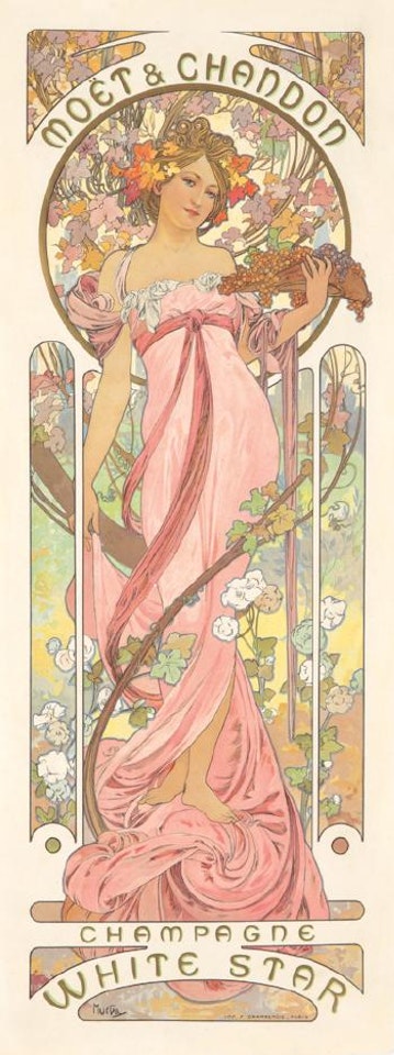 Moët & Chandon / Champagne white star by Alphonse Mucha