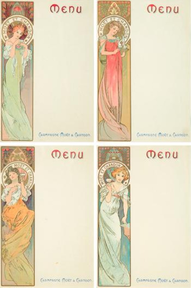 Moët & Chandon menus by Alphonse Mucha