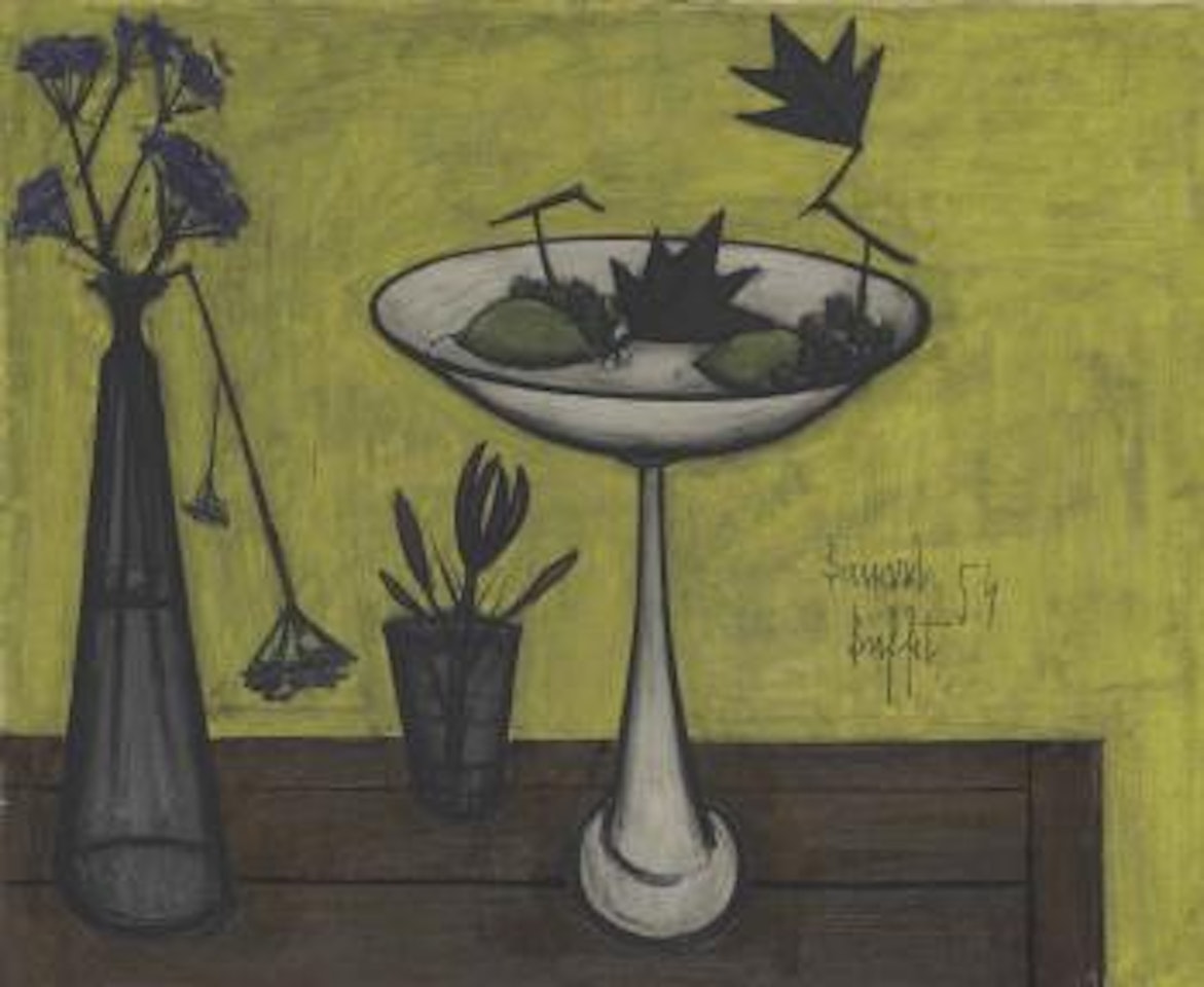 Compotier et vase de fleurs by Bernard Buffet
