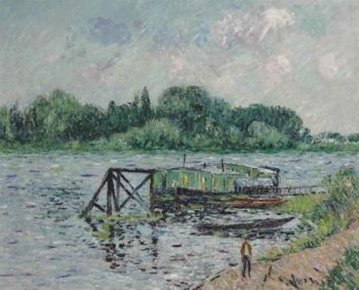 Bateaux lavoir sur la seine à herblay by Gustave Loiseau