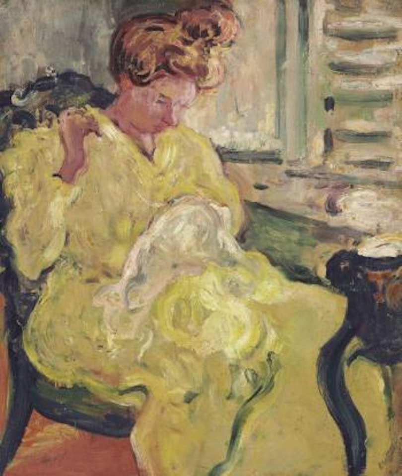 Jeune femme brodant by Louis Valtat