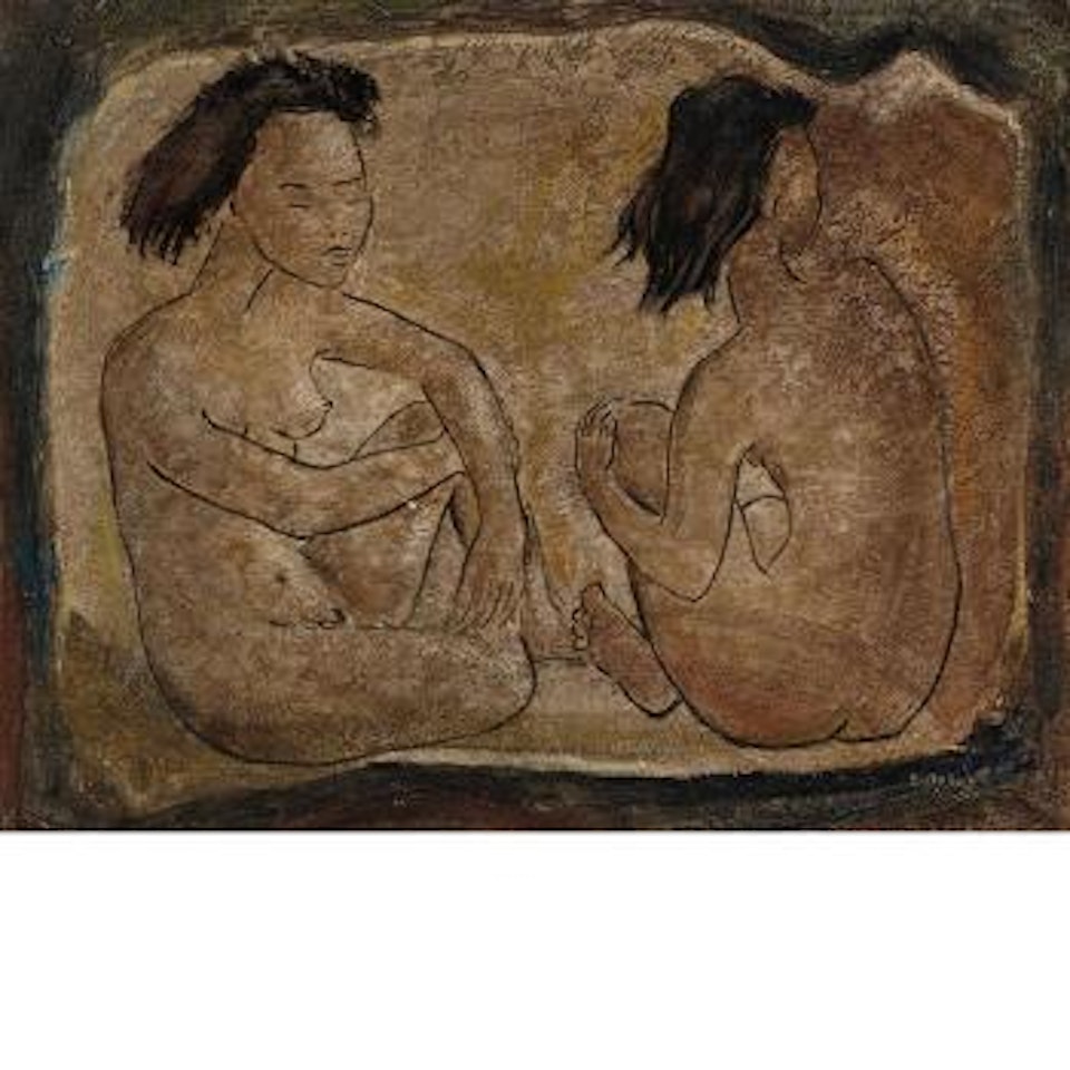 Untitled (Two Seated Nudes) by Angel Botello