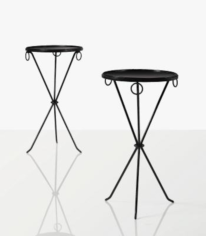 A Pair Of Black Patinated Iron Side Tables by Jean-Michel Frank