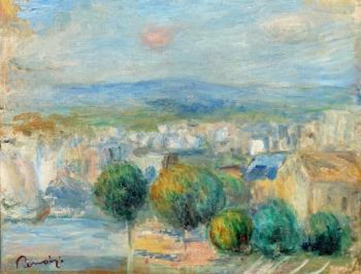 Esquisse, port et ville, vus d'une fenêtre by Pierre-Auguste Renoir