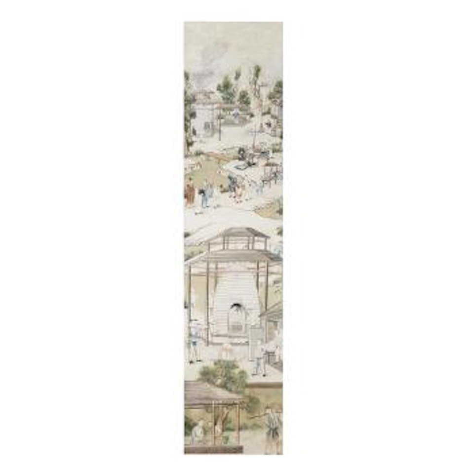 Four Porcelain Production Wallpaper Panels by Chinese School