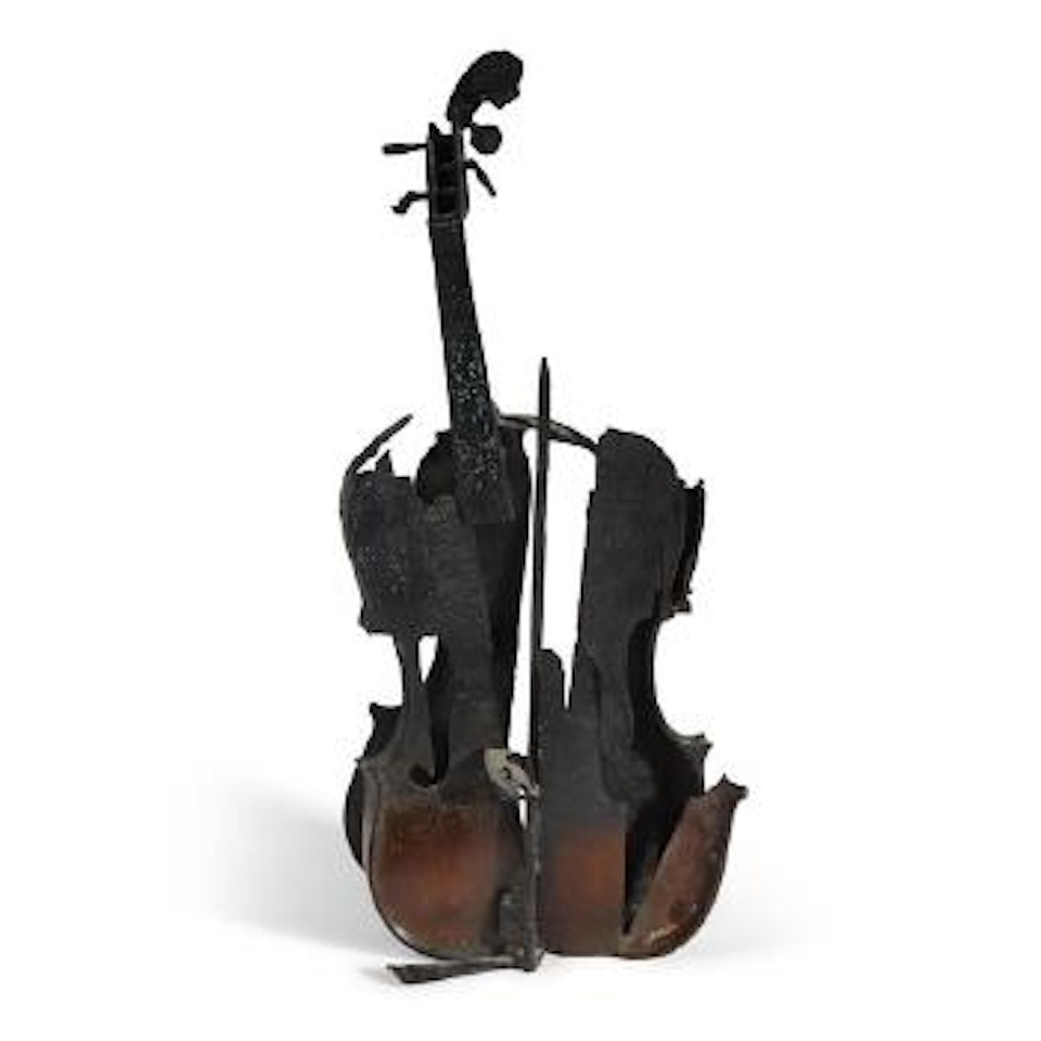 Untitled (Burnt violin with bow) by Arman