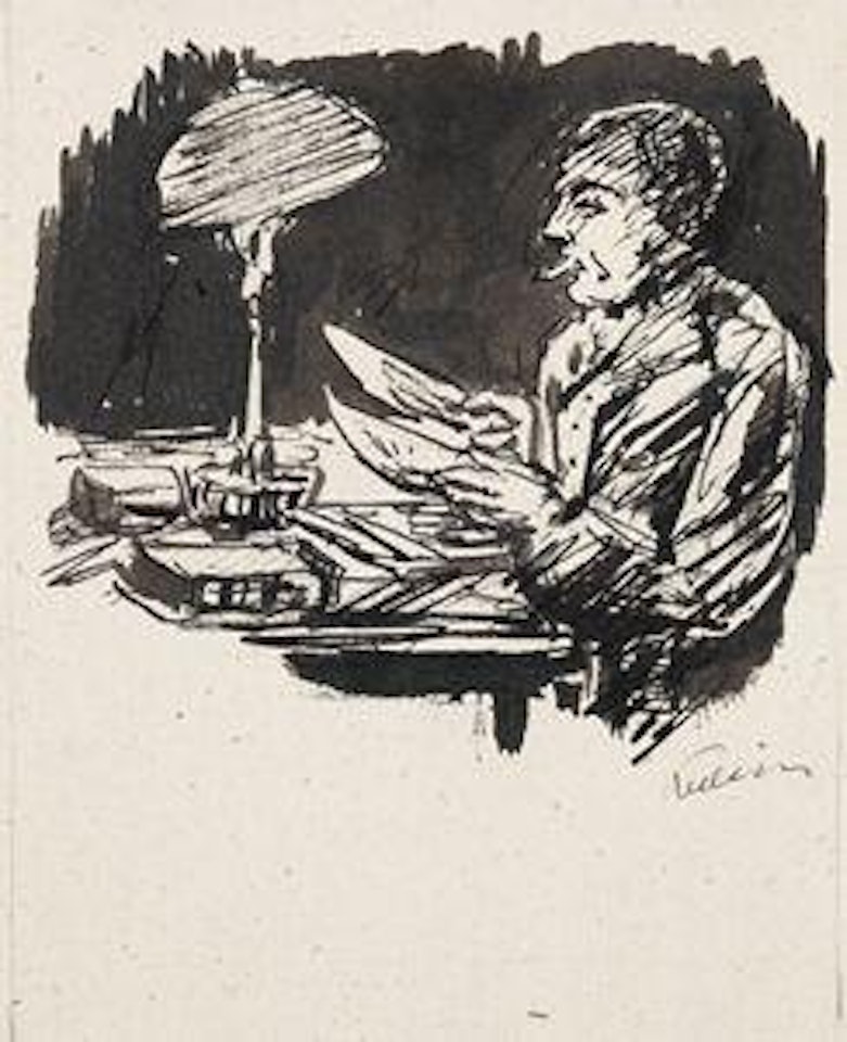 Lesender am Schreibtisch by Alfred Kubin