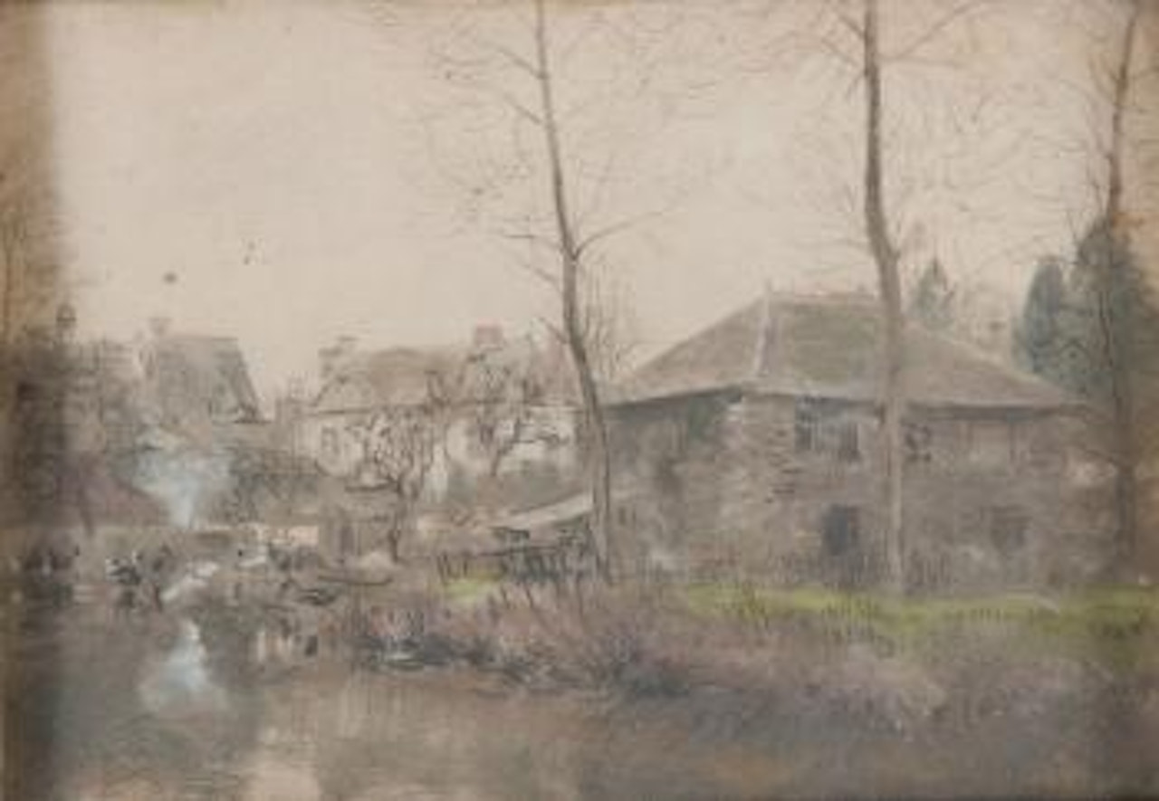 Paysage animé, bord de rivière by Jean Francois Raffaelli
