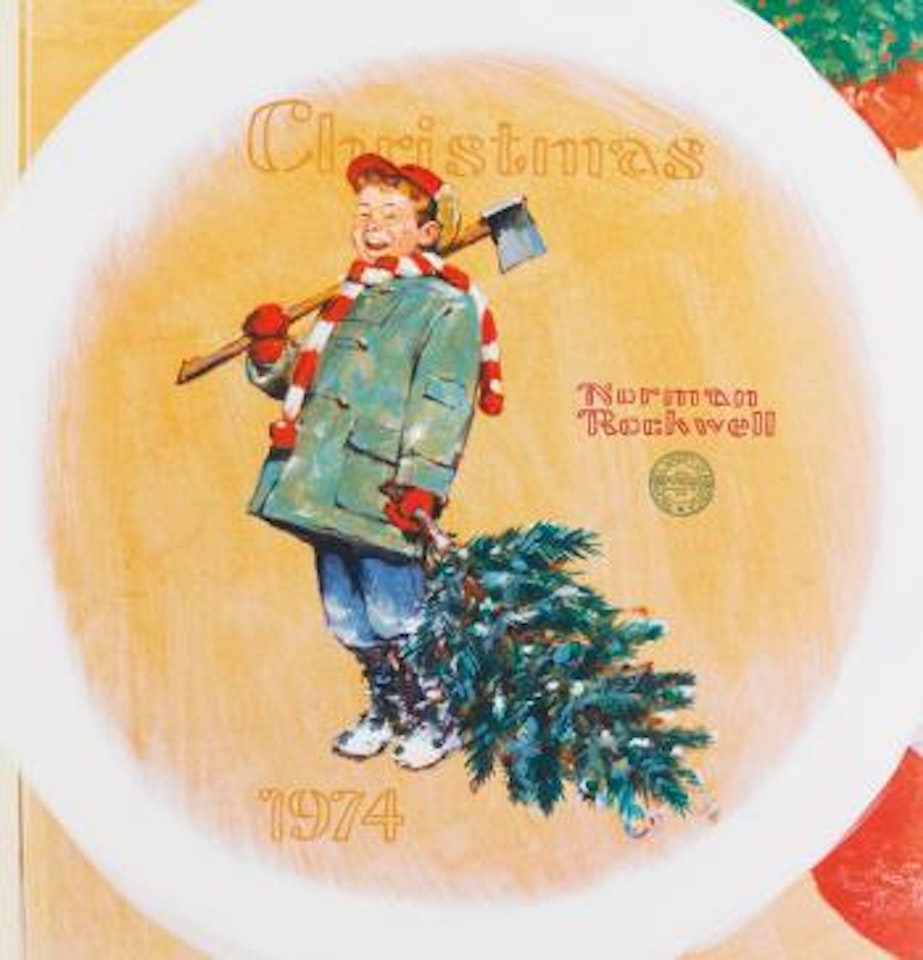 Scotty gets his Tree: A Design for a Holiday Plate by Norman Rockwell