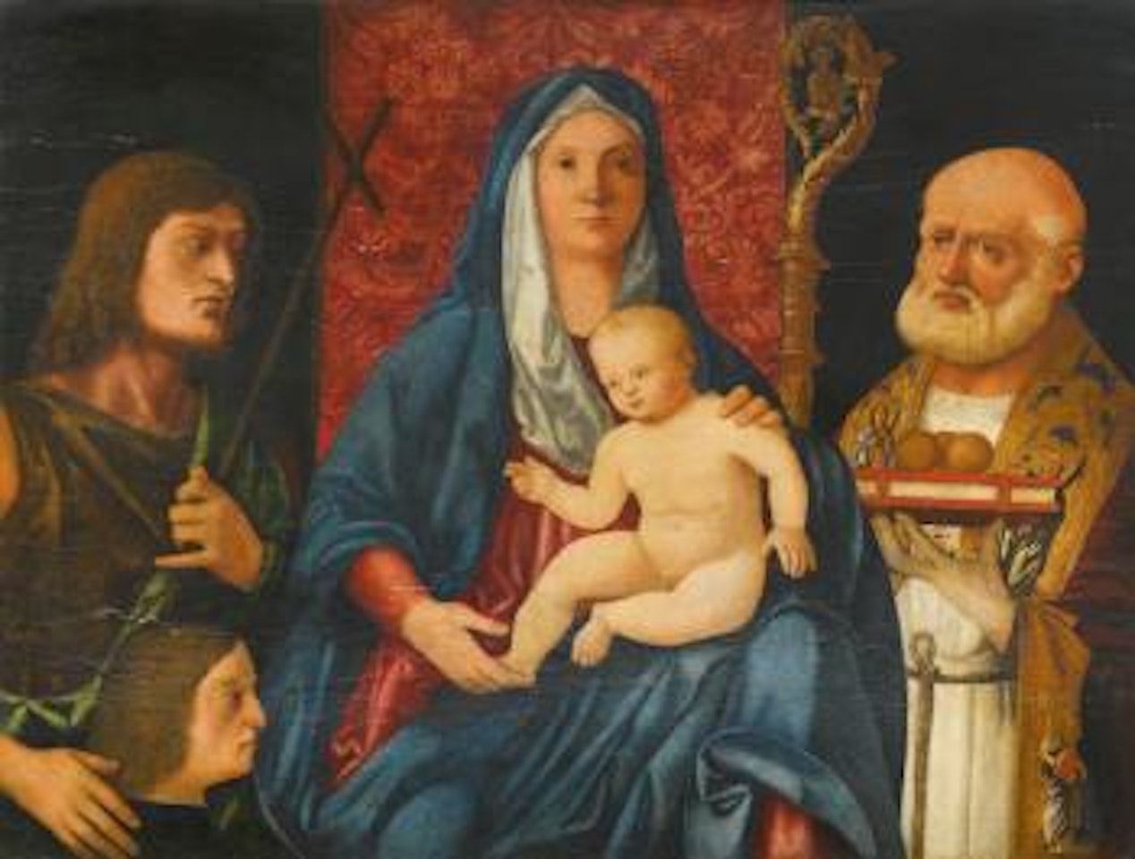 The Madonna and Child, Flanked By Saint John The Baptist by Giovanni Bellini