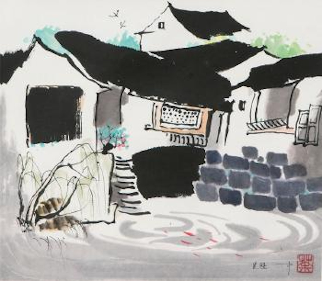 Houses by the river by Wu Guanzhong