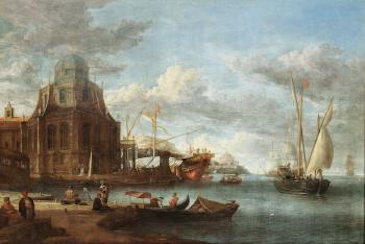 Capriccio of a Mediterranean Harbour by Abraham Storck