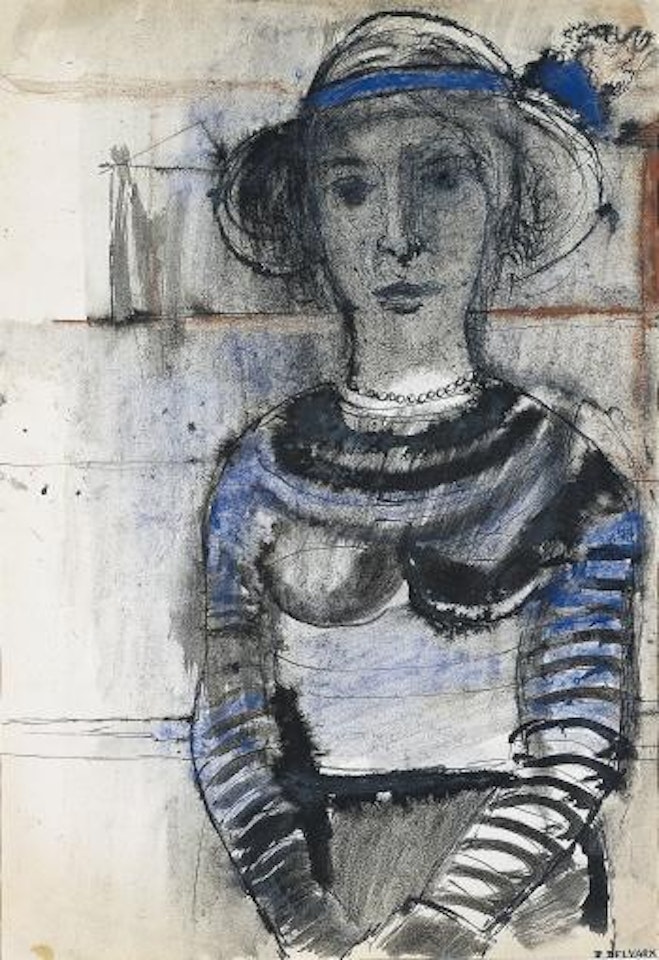 Vrouw met hoed by Paul Delvaux