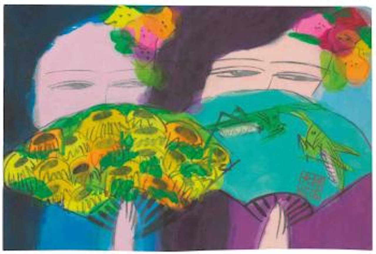 Untitled (Two Ladies with Fans) by Walasse Ting