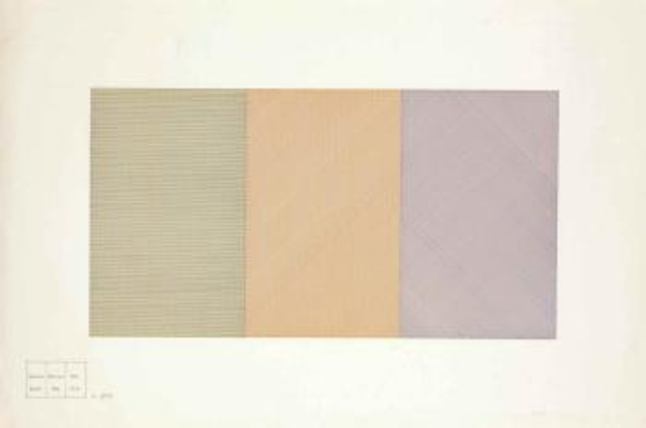 Three part drawing with two colors in each part (1970) by Sol LeWitt