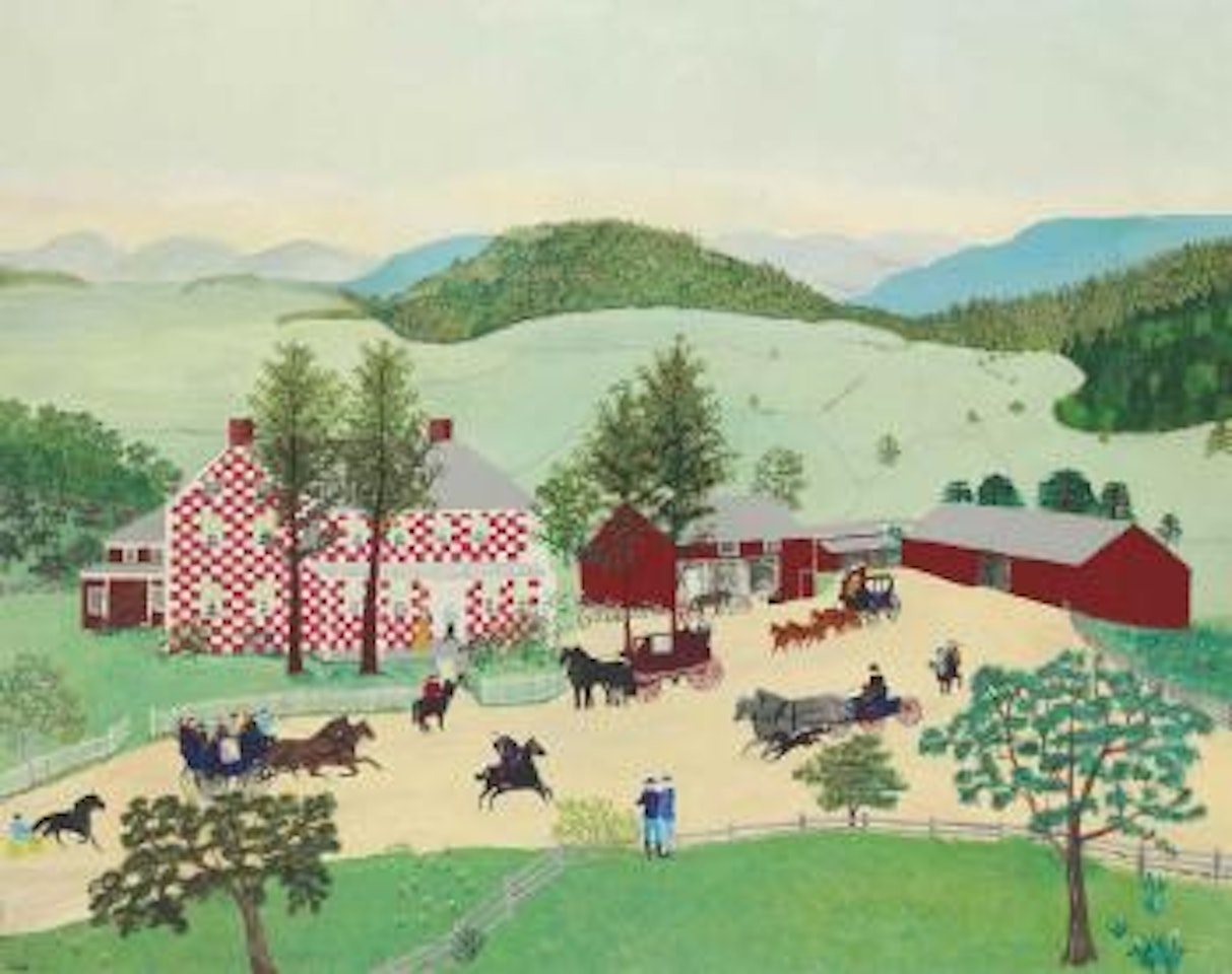 The Old Checkered House in 1860 by Grandma Moses