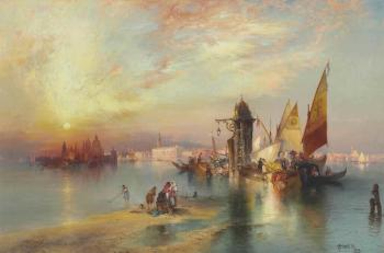 Venice, Sunset behind Santa Maria by Thomas Moran