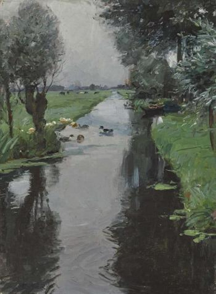 Kanallandschaft mit Enten by Alexander Koester