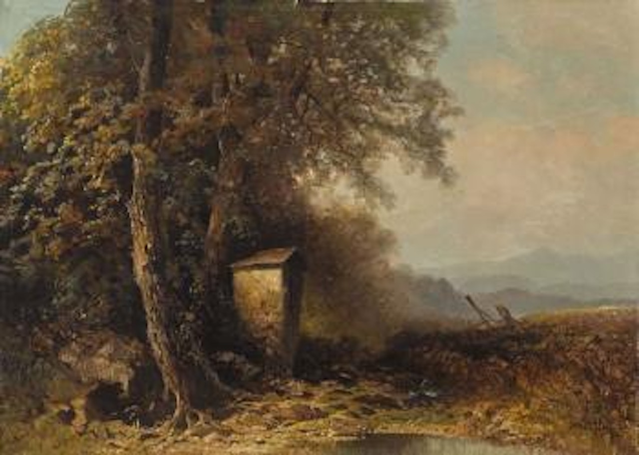 Landschaft mit Bildstock by Oskar Mulley