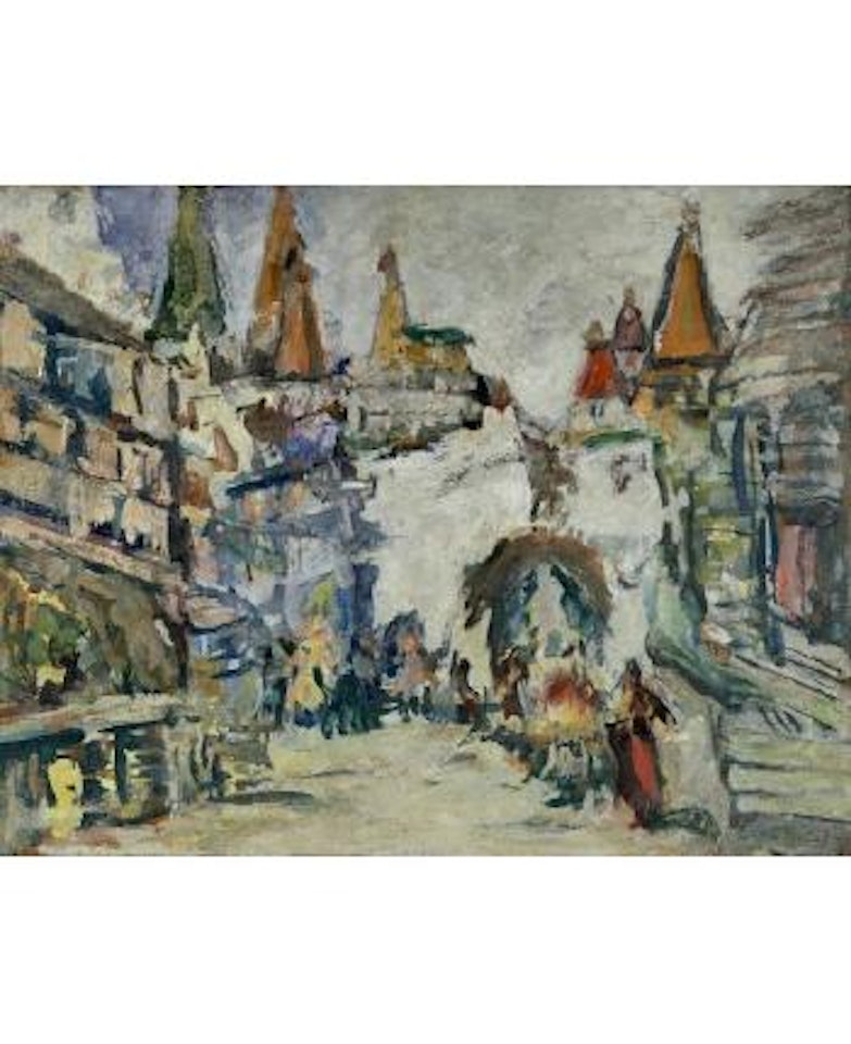 Old town square by Konstantin Alekseevich Korovin