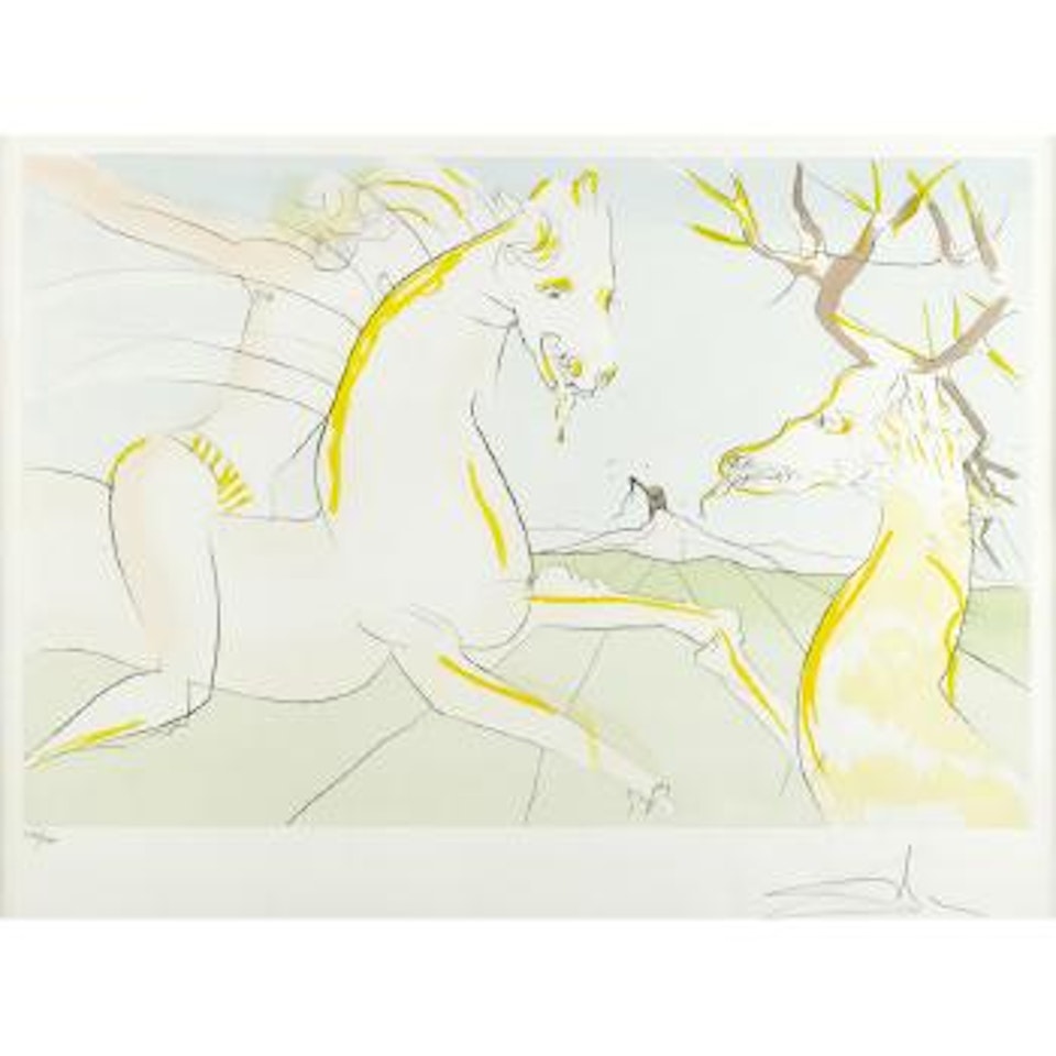 Le Cavalier Et Le Cerf, From Le Bestiaire De La  Fontaine by Salvador Dali
