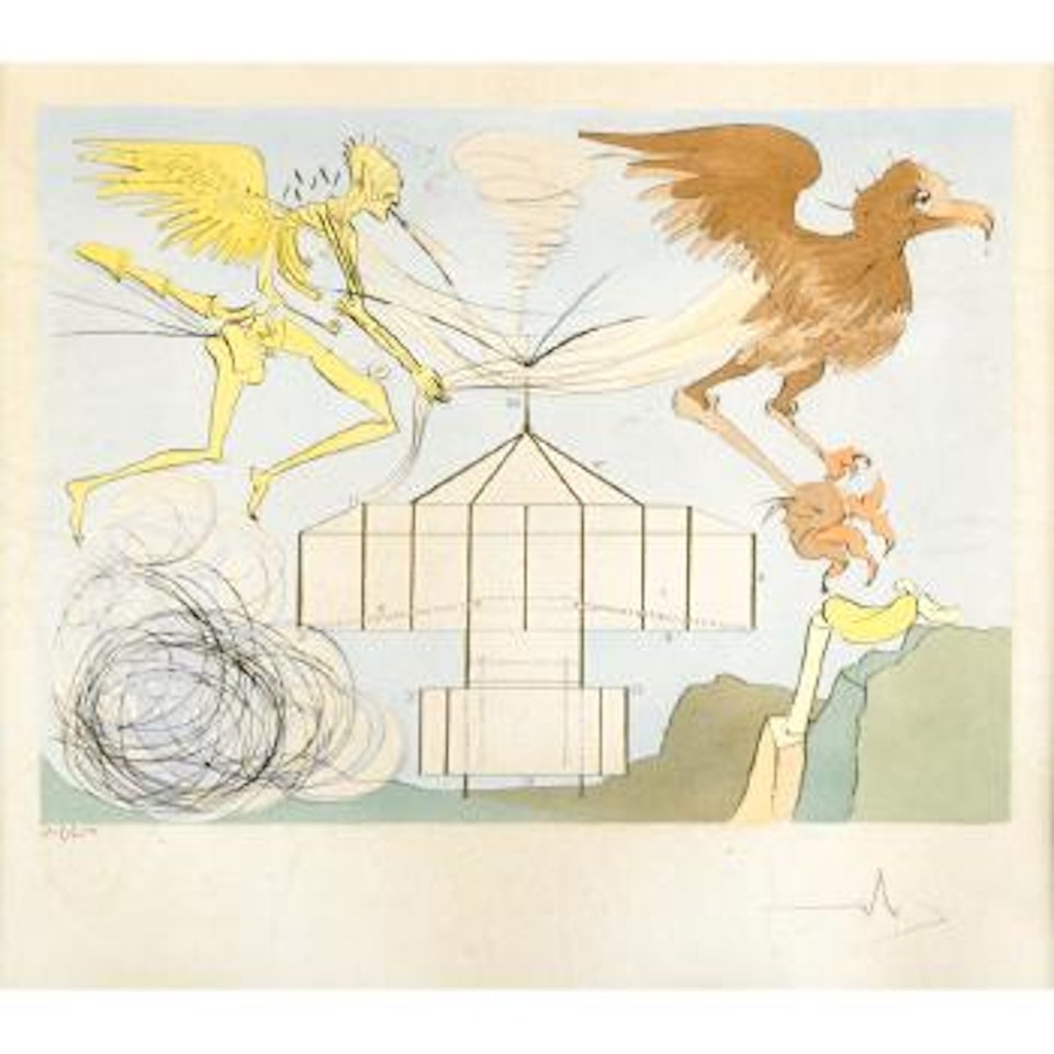 L’Aéroplane, From Hommage À Leonardo Da Vinci by Salvador Dali