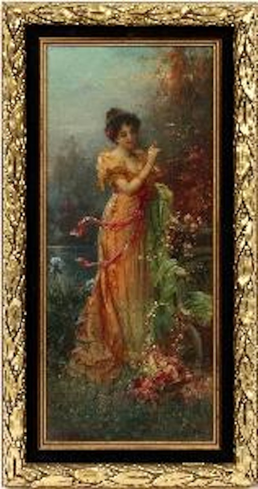 Lady in the garden by Hans Zatzka