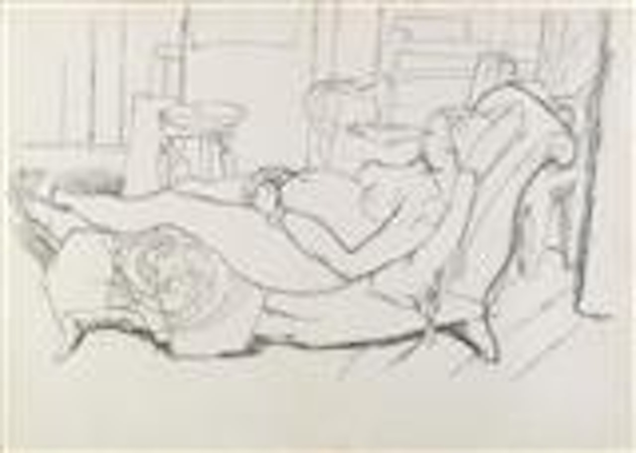 Nudo disteso sul divano [Recumbent nude on a sofa], Reggio Emilia (label on the reverse) by Afro