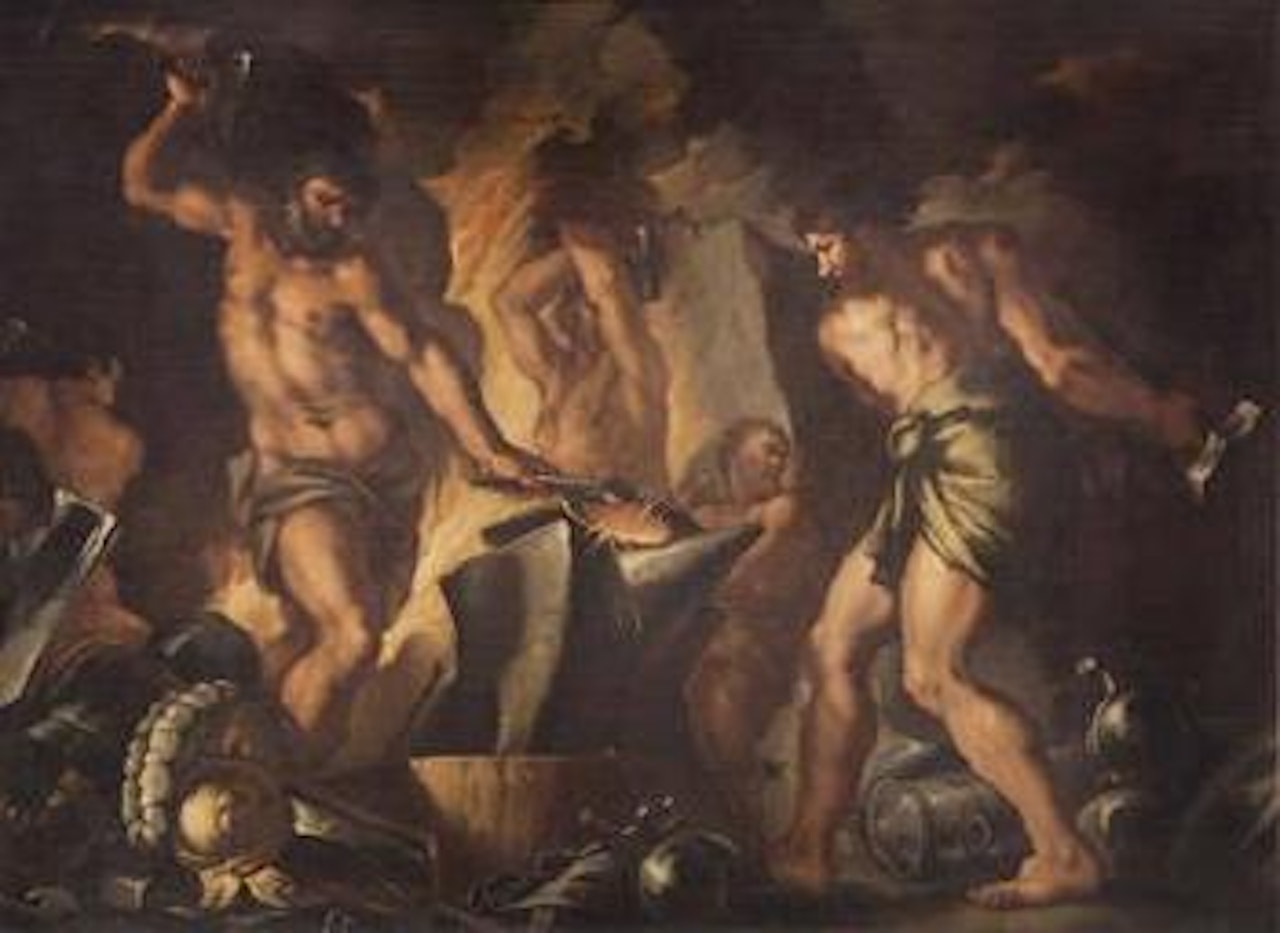 Vulcan und Gefährten bei der Arbeit in seiner Schmiede by Circle of Luca Giordano