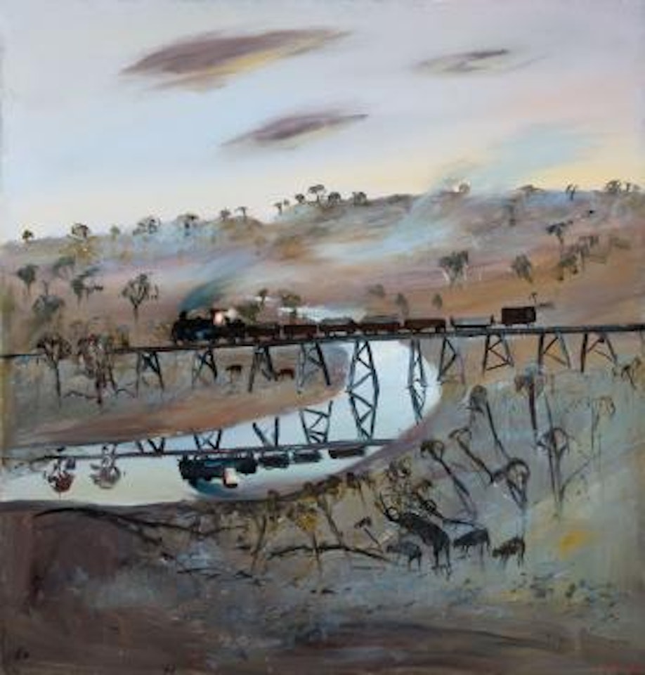 Train Crossing a River (First Version) by Arthur Merric Bloomfield Boyd