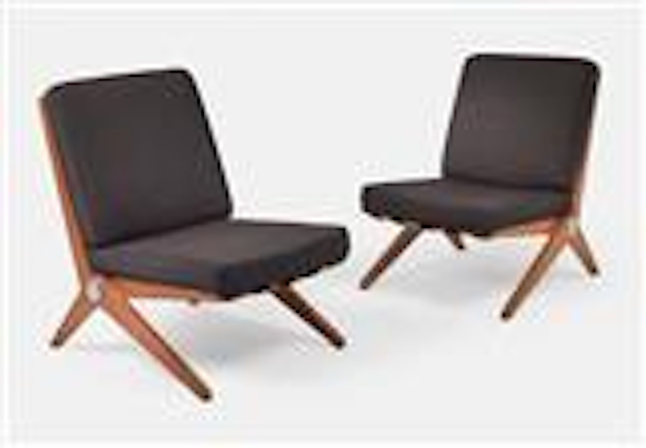 A pair of “Scissor” chairs, Model No. 92 by Pierre Jeanneret