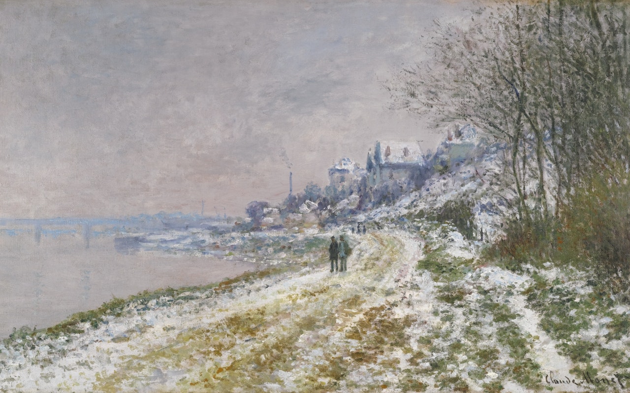 LE CHEMIN D'EPINAY, EFFET DE NEIGE by Claude Monet