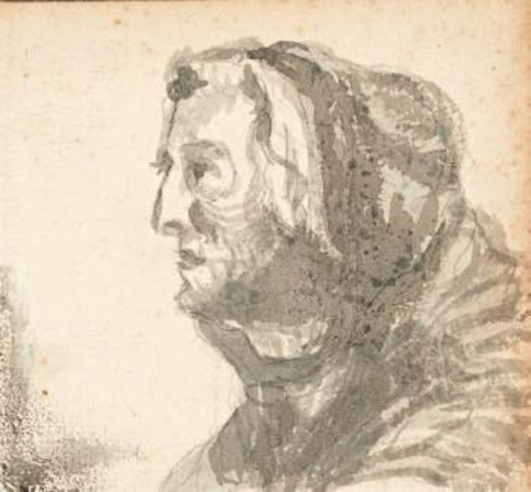 Tête de vieille femme de profil by Jean-Baptiste Greuze