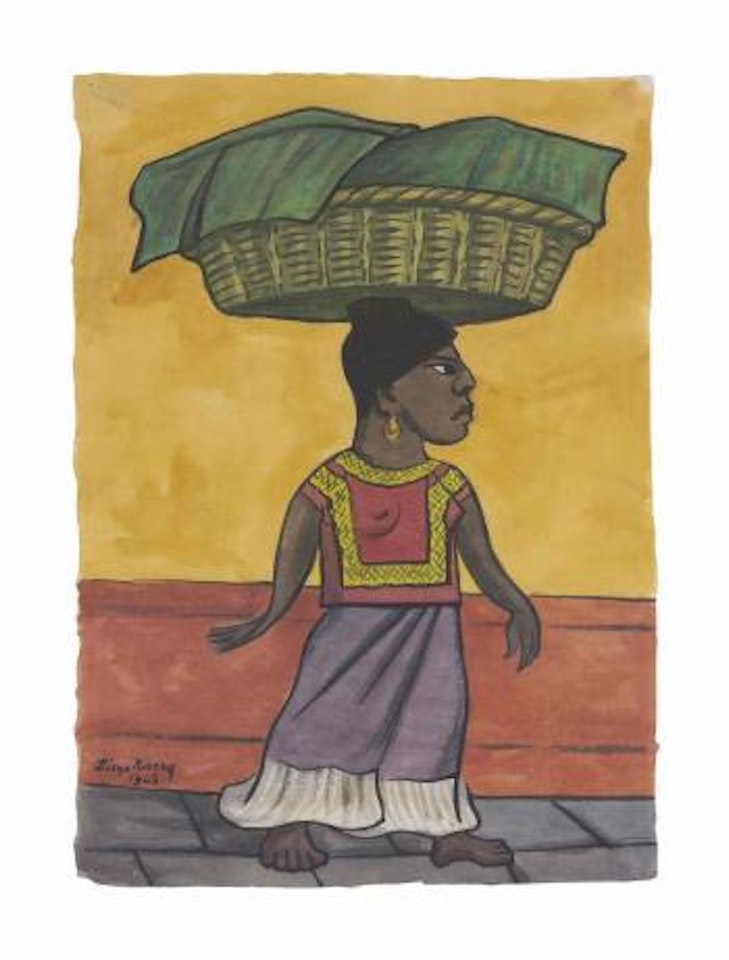 Woman with Basket by Diego Rivera