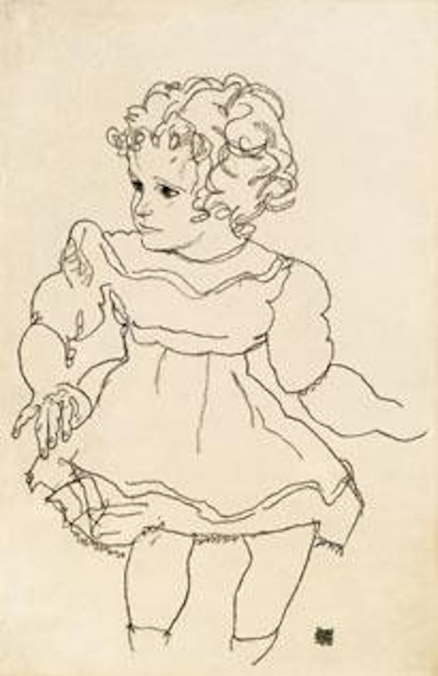 Sitzendes Mädchen by Egon Schiele