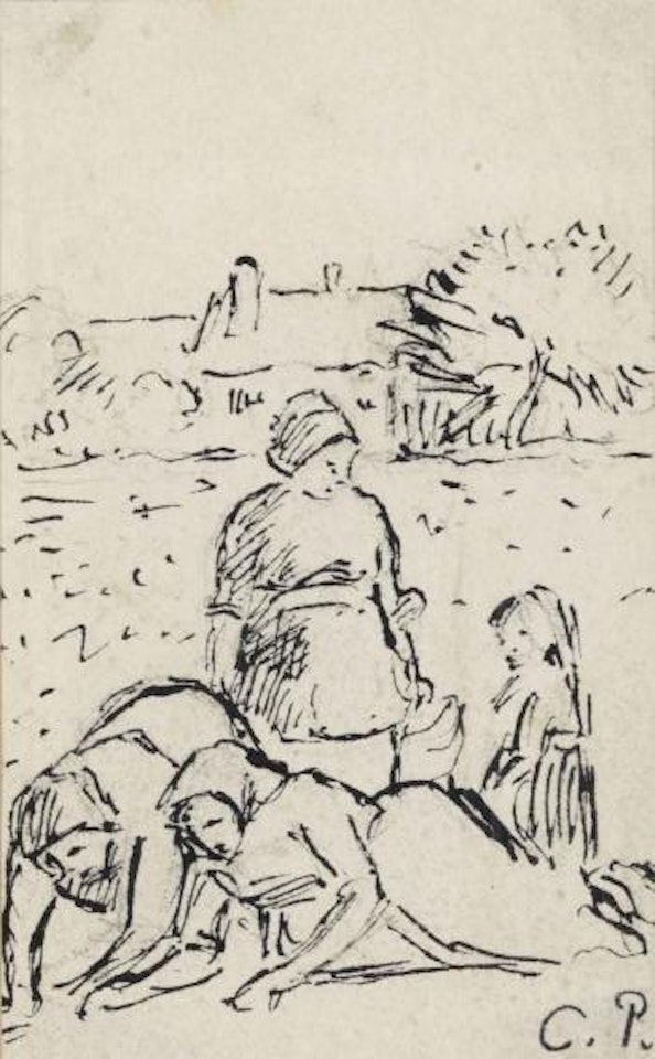 Les travailleuses des champs, dit 'No.1: Printemps sarcleuses' by Camille Pissarro