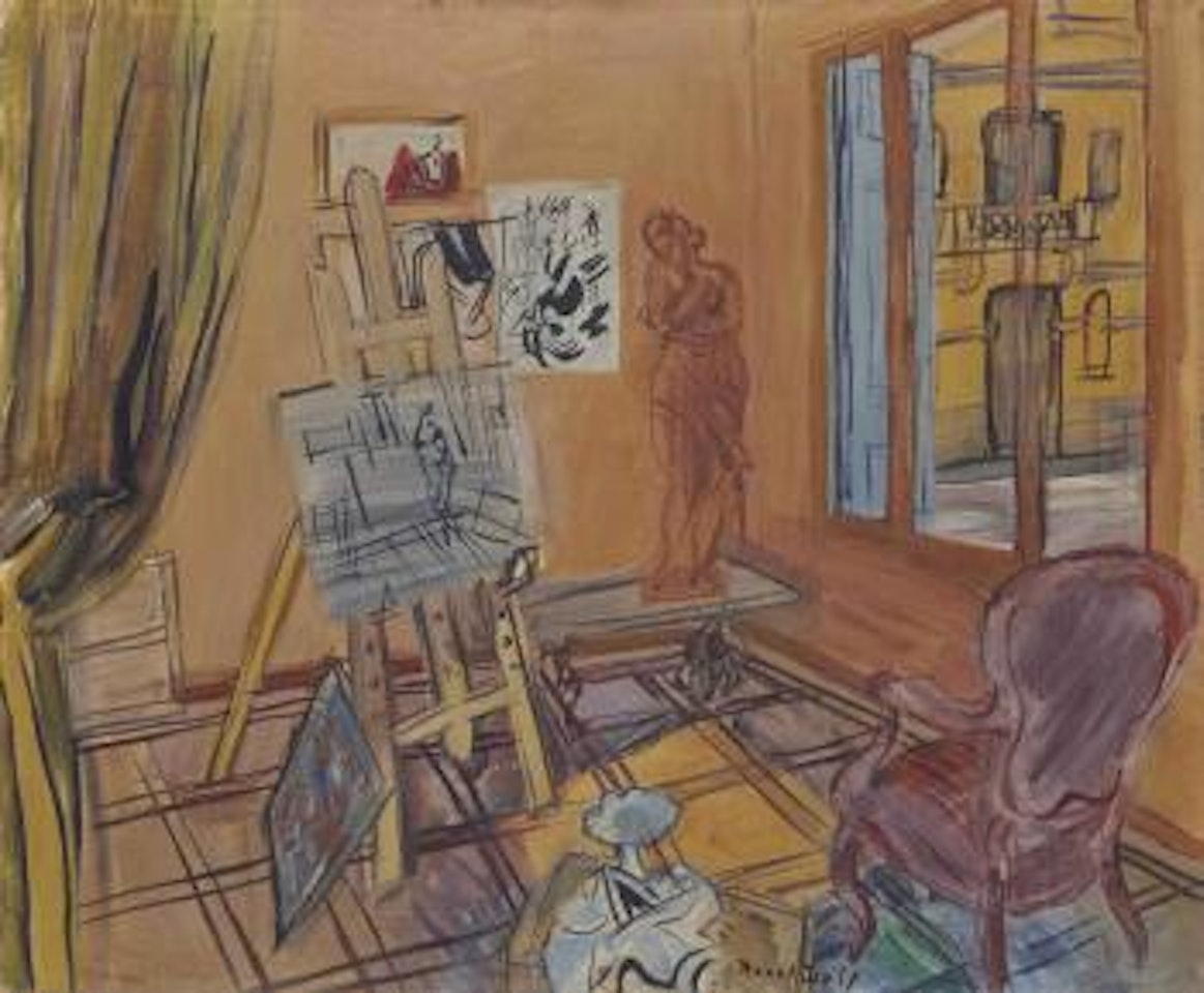 L'atelier au fauteuil grenat by Raoul Dufy