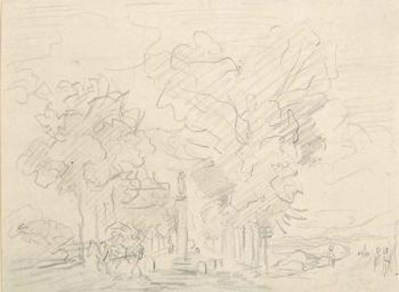 Calèche arrivant au carrefour d'une forêt by Jean-Honoré Fragonard