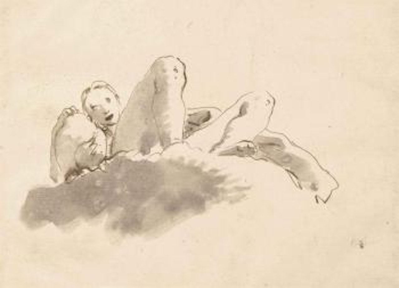 Femme sur un nuage tenant une urne by Giovanni Battista Tiepolo