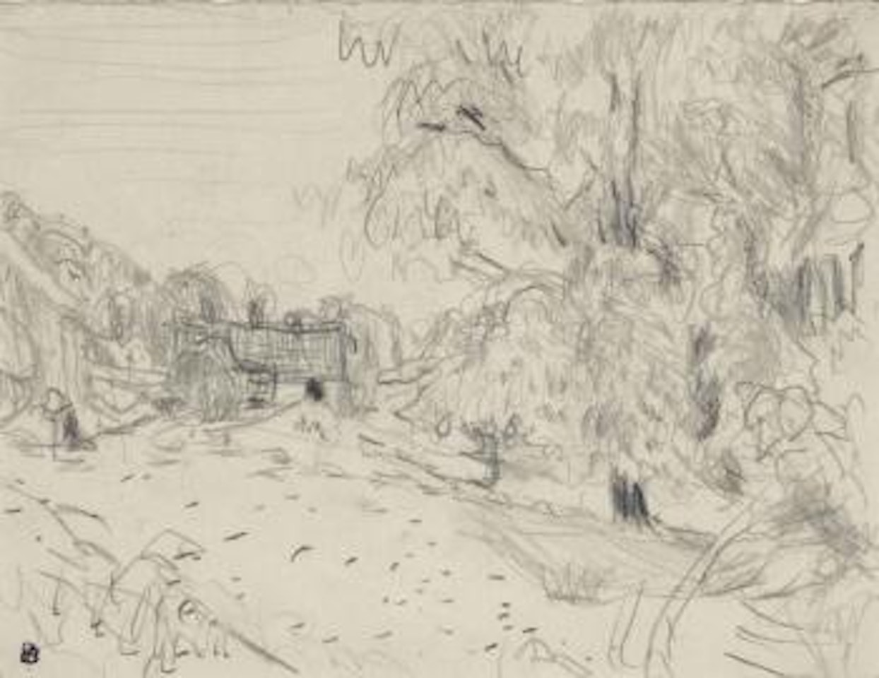 Paysage arboré avec une chaumière by Pierre Bonnard