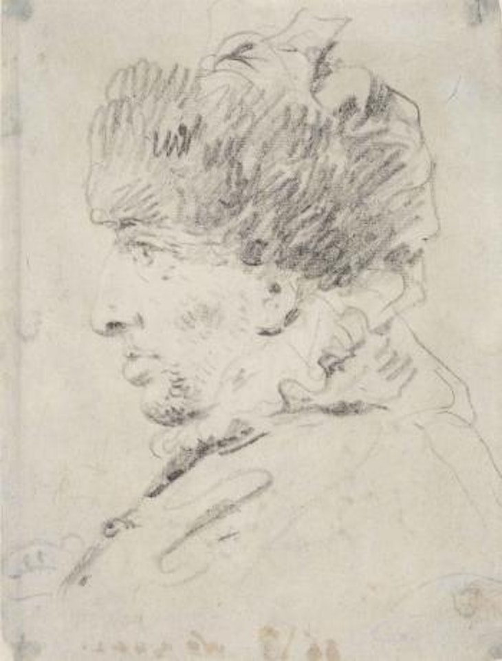 Tête d'homme de profil portant un chapeau de fourrure by Giovanni Domenico Tiepolo