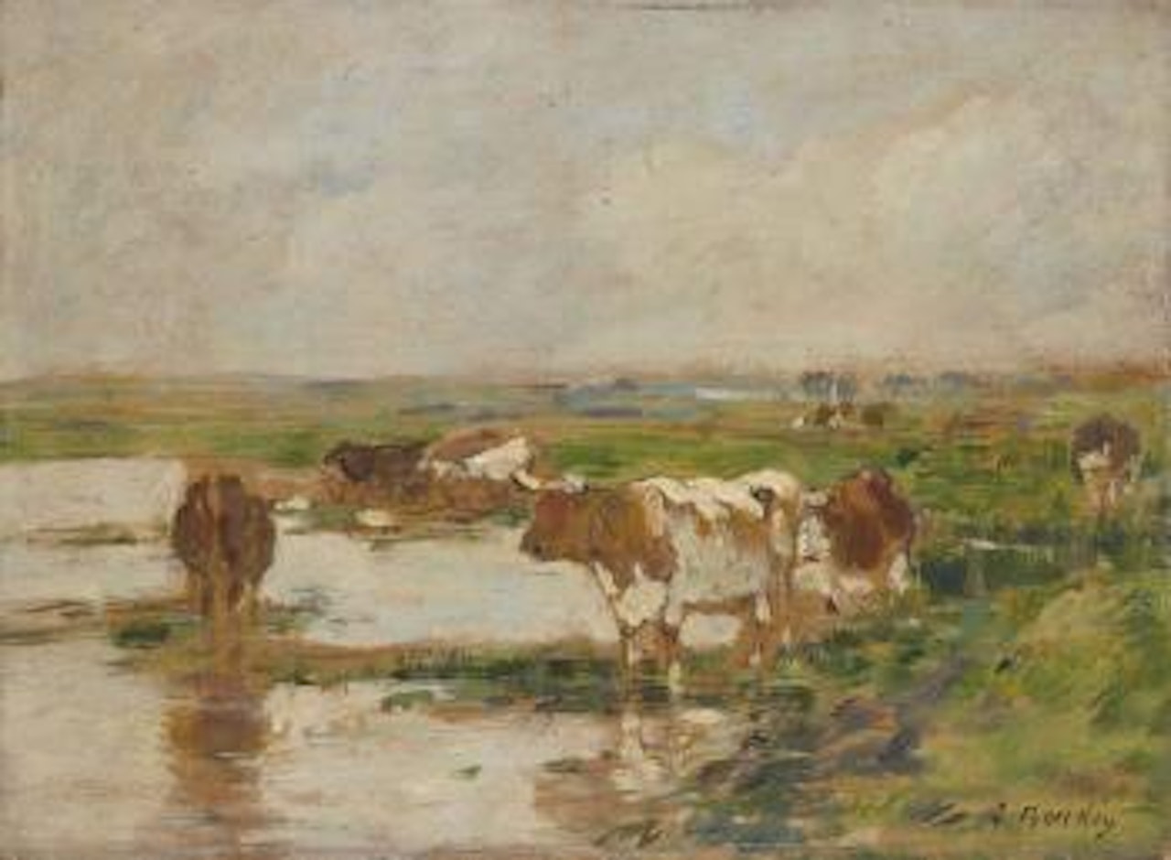 Pâturage au bord de la Touques by Eugène Boudin