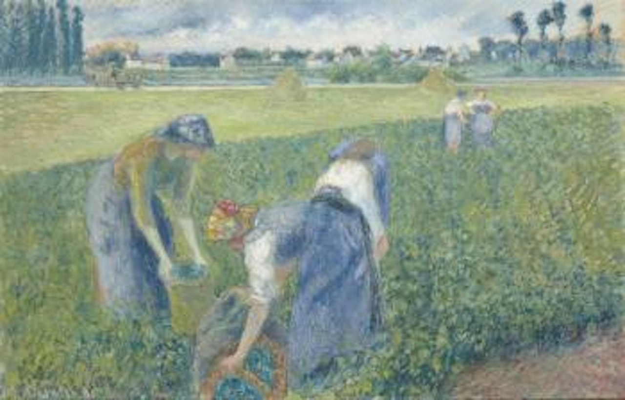 Paysannes travaillant dans les champs, Pontoise by Camille Pissarro