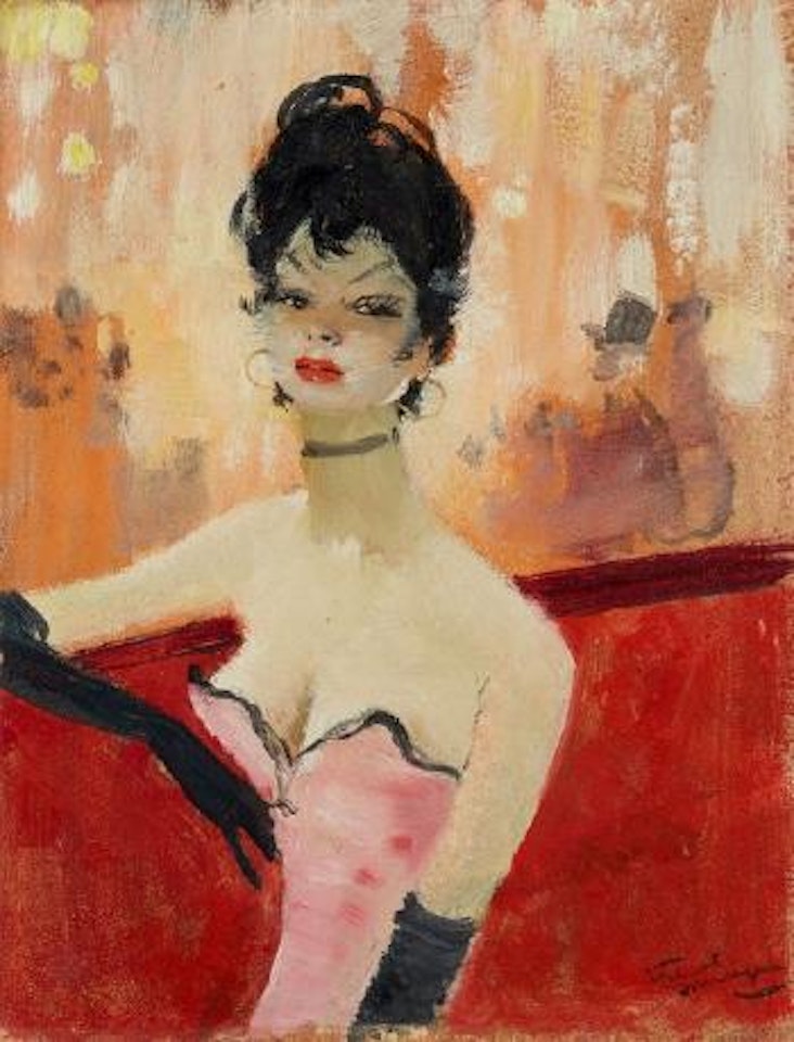 Elégante dans une loge by Jean Gabriel Domergue