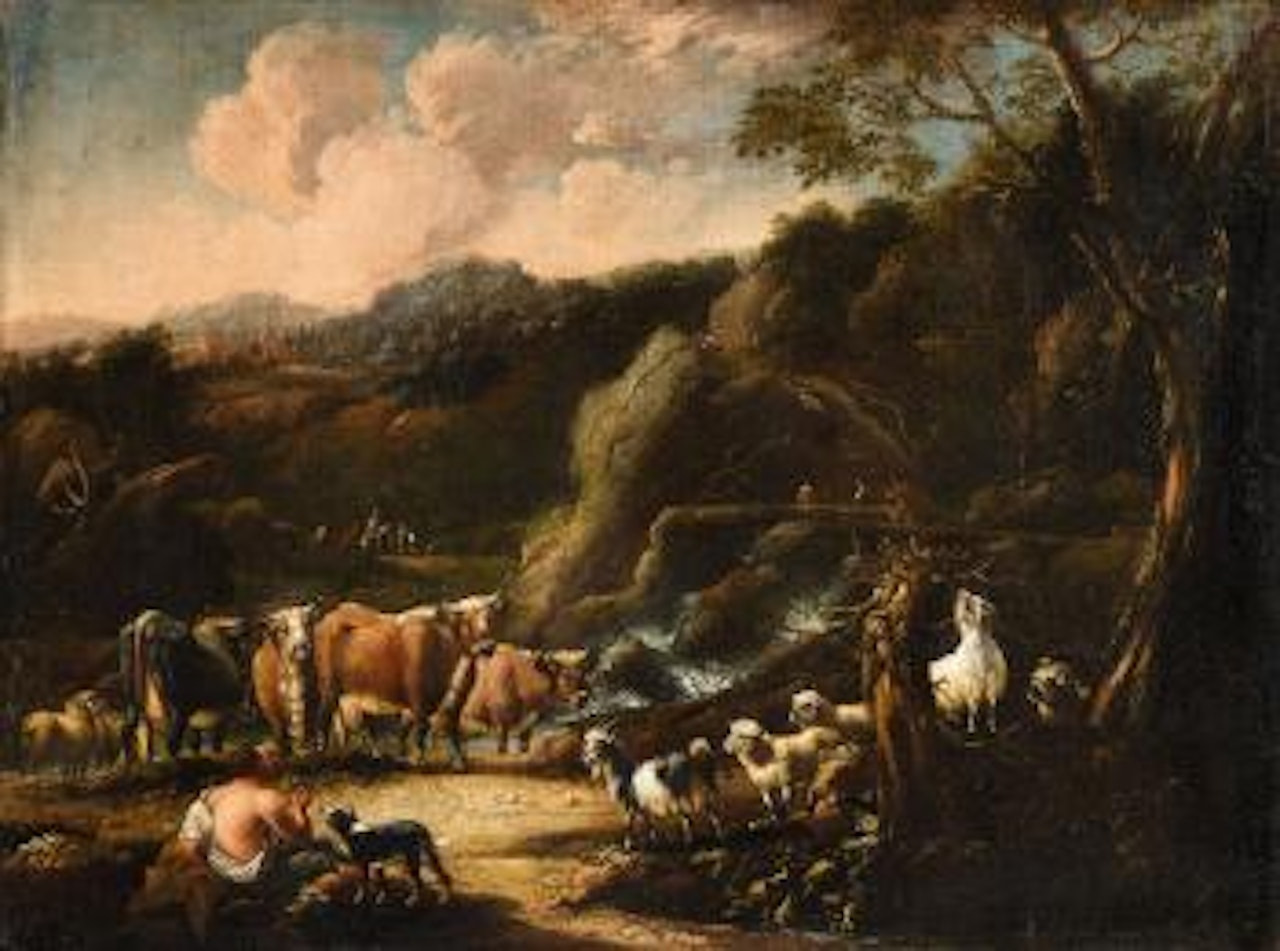 Landscape with Cowherds by Philipp Peter Roos