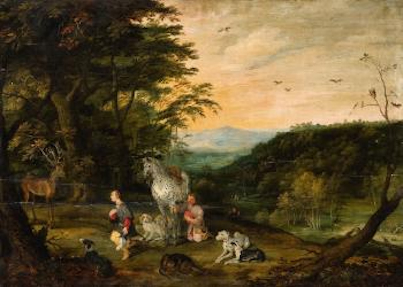 A landscape with Saint Hubert by Jan Brueghel the Younger