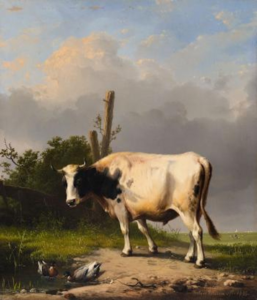 A Cow in a wide landscape by Eugène Joseph Verboeckhoven