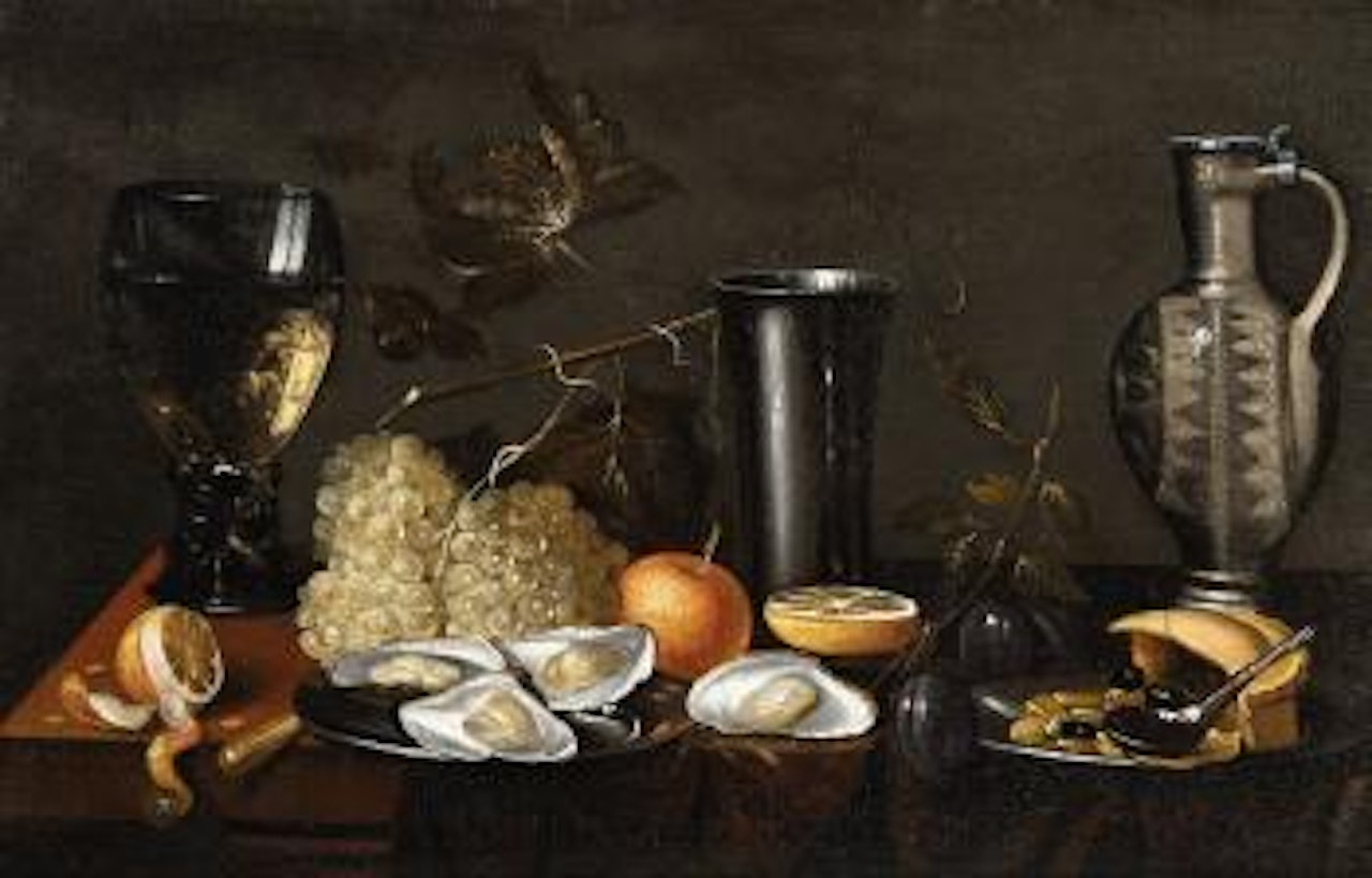 Still Life with a Rummer, Pitcher, Grapes, Lemon and Oysters by Netherlandish School
