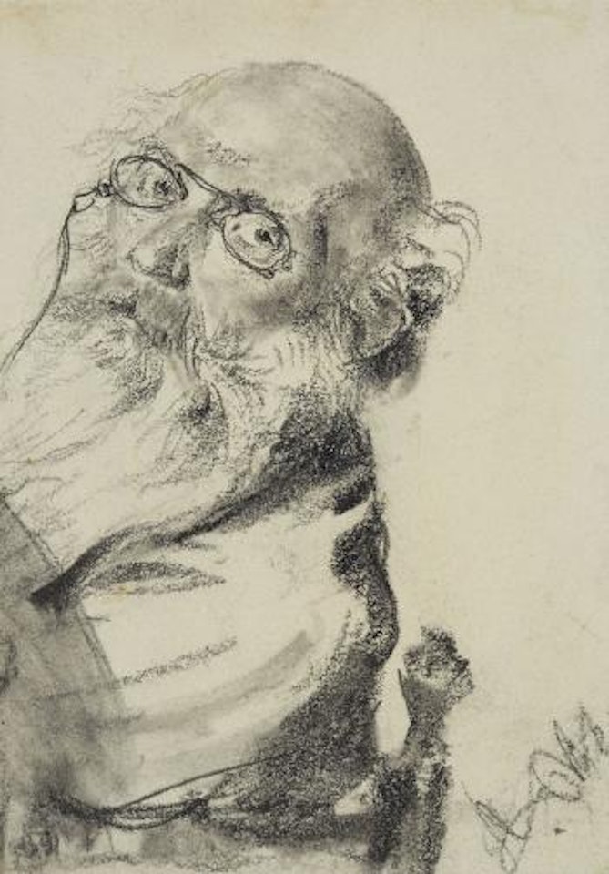 Studie eines alten Mannes mit Brille by Adolph Menzel