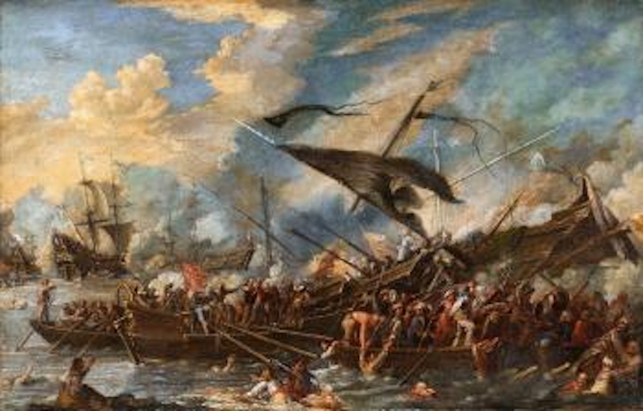 A Naval Battle by Cornelis de Wael
